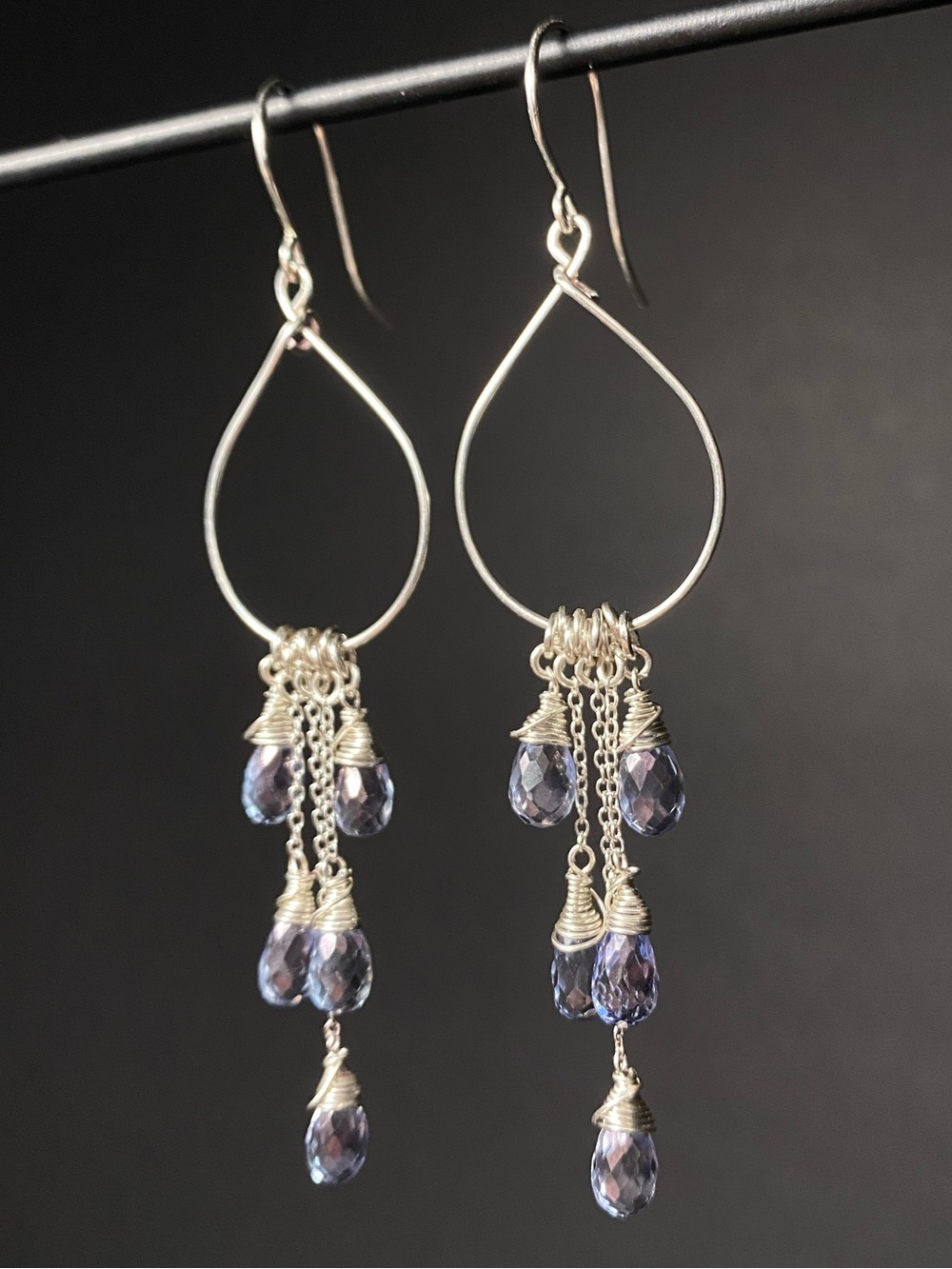Sterling Silver & Blue Mystic Quartz Earrings - Picture 3 of 4
